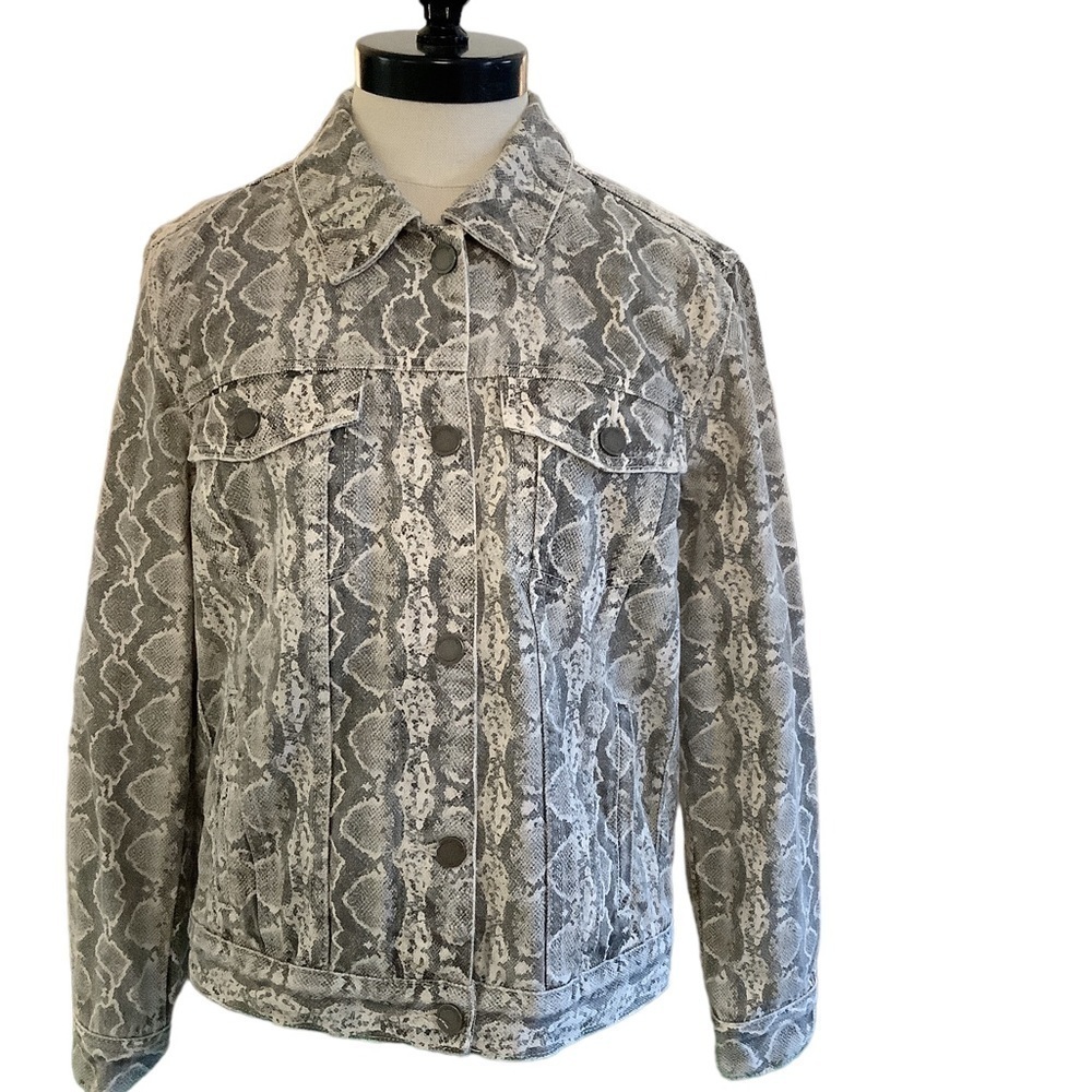 BLANK NYC Python Snakeskin Print Denim Jacket - Size S